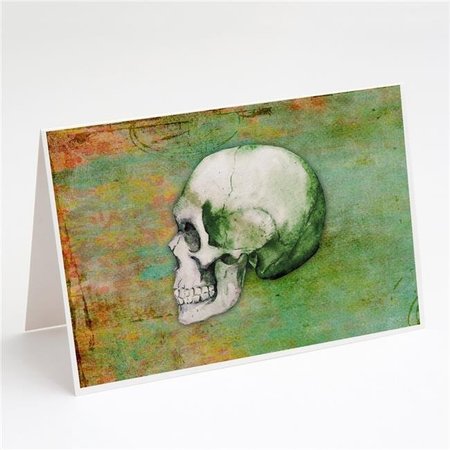 CAROLINES TREASURES Carolines Treasures BB5122GCA7P Day of the Dead Green Skull Greeting Cards & Envelopes - Pack of 8 BB5122GCA7P